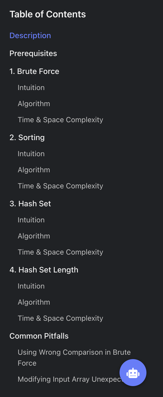 Lesson table of contents